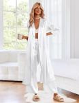 Ekouaer Long Satin Wedding Robes with Pockets