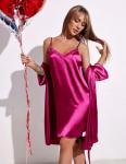 Ekouaer Lace Satin Robe and Cami Set