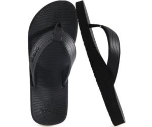Comfortable Men's Flip Flops with Arch Support, Black