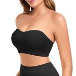 Strapless Non-Slip Padded Bandeau Bra with Clear Straps