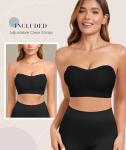 Strapless Non-Slip Padded Bandeau Bra with Clear Straps