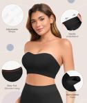 Strapless Non-Slip Padded Bandeau Bra with Clear Straps
