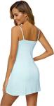 Aqua Bamboo Slip Nightgown with Spaghetti Straps