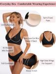 Black Deep V Wireless Push-Up Bralette for Women
