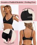 Black Deep V Wireless Push-Up Bralette for Women