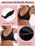 Black Deep V Wireless Push-Up Bralette for Women