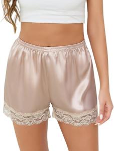Vlazom Satin Lace Trim Pettipants Slip Shorts
