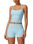 Sky Blue 2-Piece Women’s Sports Bra & Shorts Set