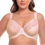 Ayigedu Women's Lace Underwire Minimizer Bra Plus Size Non Padded Comfort Cushion Strap 40-D Beige