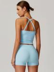 Sky Blue 2-Piece Women’s Sports Bra & Shorts Set