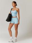 Sky Blue 2-Piece Women’s Sports Bra & Shorts Set