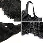 Ayigedu Women's Underwire Bra Non-Padded Floral Lace Plus Size Full Coverage Minimizer 38-G Black