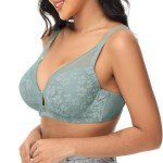 FallSweet Push Up Lace Bras for Women Underwired Padded Add one Cup Sexy Bra(Light Blue,42C)