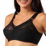 Ayigedu Women's Full Coverage Non Wired Non-Padded Minimizer Lace Plus Size Support Bra 38GG Black