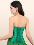 Green Satin Bustier Corset Lingerie Set for Women