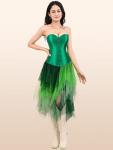 Green Satin Bustier Corset Lingerie Set for Women