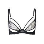 Cute and Spicy Faye Sexy Lace Bra - Black Lace Bra, Designer Unlined Underwire, Romantic Balconette Bras for Women (US, Cup Band, D, 36, Black)