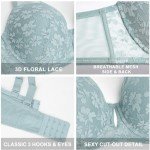FallSweet Push Up Lace Bras for Women Underwired Padded Add one Cup Sexy Bra(Light Blue,42C)