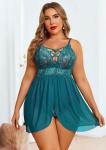 Avidlove Plus Size Lace Babydoll Set in Blue Green