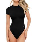 Popilush Short Sleeve Thong Bodysuit for Women