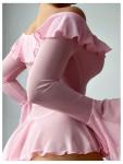 Pink Off Shoulder Ruffle Mesh Babydoll Lingerie Set