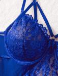 Baby Blue Lace Garter Lingerie Set - 5 Pieces