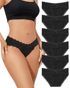 LEVAO 6 Pack Women's Lace Cheeky Bikini Panties
