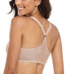 Lemorosy Women's Lace Racerback Front Closure Bra Plus Size Full Figure Unpadded Everyday Underwire for Big Bust(Beige,38DD)