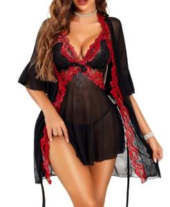 LUSLOVE Women's 3 Piece Lace Lingerie Set