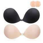 MINIYA Sticky Push-Up Bra, 2 Pack, Nude & Black