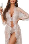 Avidlove 3 Piece Lace Lingerie Set with Robe