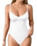 MANGOPOP Women's Deep V Neck Thong Bodysuit