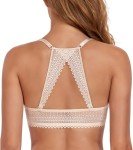 Lemorosy Women's Front Closure Bra Plunge V Push Up Padded Lace Racerback Underwire(Beige,40C)