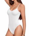 MANGOPOP Women's Deep V Neck Thong Bodysuit