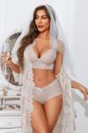 Avidlove 3 Piece Lace Lingerie Set with Robe