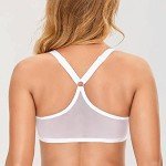 Delimira Women's Front Fastening Bra Racer Back Lace Plus Size Non Padded Underwired White 44DD