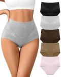 IROCUE High Waisted Cotton Tummy Control Briefs 5 Pack