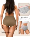 IROCUE High Waisted Cotton Tummy Control Briefs 5 Pack