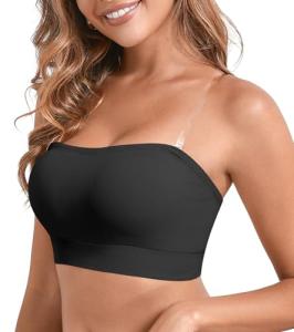 Comfortable Strapless Wireless Bra with Clear Straps