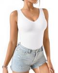 MANGOPOP Women's Deep V Neck Bodysuit Top