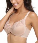 Lemorosy Women's Lace Racerback Front Closure Bra Plus Size Full Figure Unpadded Everyday Underwire for Big Bust(Beige,38DD)