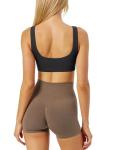Backless Black Scoop Neck Sports Bra for Women