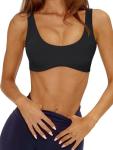 Backless Black Scoop Neck Sports Bra for Women