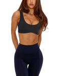 Backless Black Scoop Neck Sports Bra for Women