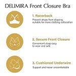 Delimira Women's Front Fastening Bra Racer Back Lace Plus Size Non Padded Underwired White 44DD