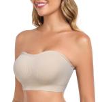 Beige Strapless Silicone Push-Up Bandeau Bra