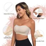 Beige Strapless Silicone Push-Up Bandeau Bra