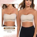 Beige Strapless Silicone Push-Up Bandeau Bra