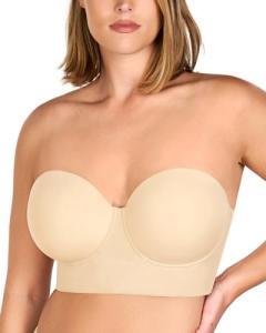 Beige Strapless Longline Bra for Plus Size