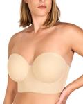 Beige Strapless Longline Bra for Plus Size